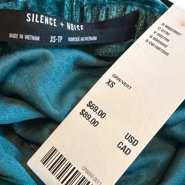 Silence + Noise Luna Velvet Midi Dress High Slit Strapless Flowy Size XS NWT - Image 14