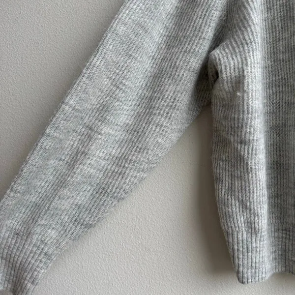 Quince Baby Alpaca Wool Quarter Zip Sweater Light Gray Quiet Luxury Preppy Large - Image 3