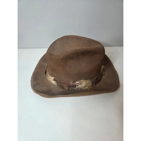 Stetson 'The Gun Club' Feathered Hatband Felt Western Fedora Hat Brown Size 7 - Image 3
