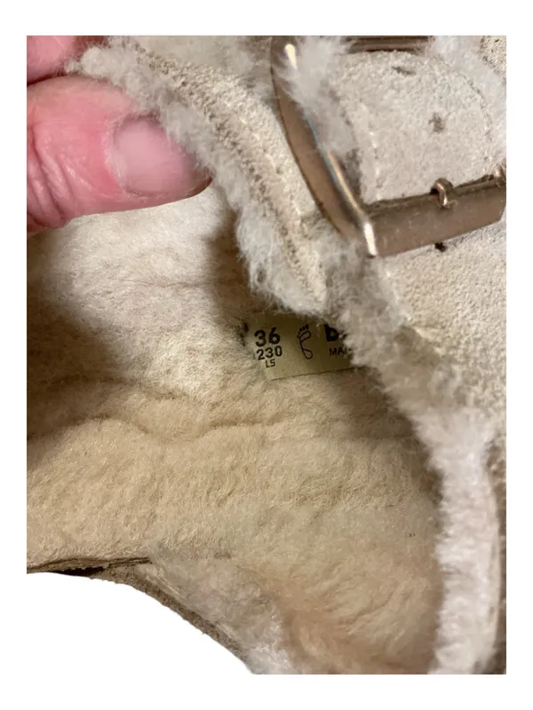 Birkenstock Arizona Shearling Suede Sandals Light Gray / Stone Coin Size 36 US 5-5.5 - Image 5