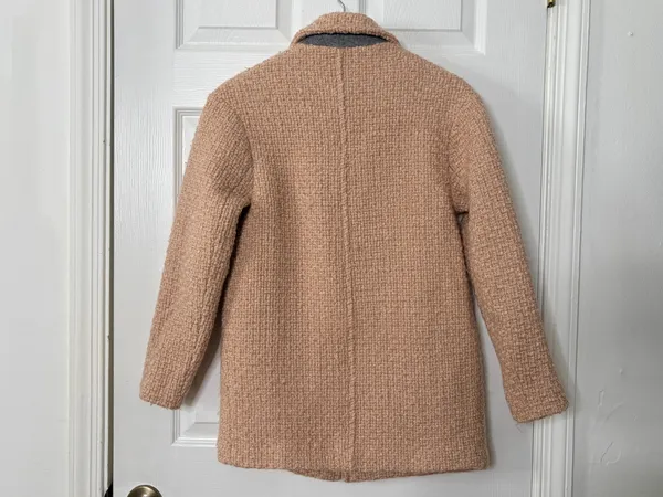 Abercrombie & Fitch Womens XS Blush Pink Boucle Coat Quiet Luxury Preppy Chic - Image 3