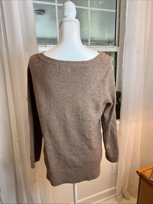 Market & Spruce Heathered Brown Scoop Neck Sweater size small. - Image 7