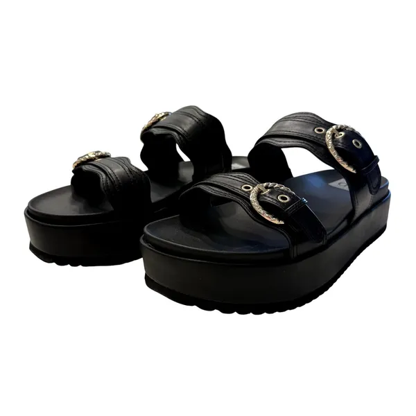 DV Dolce Vita Serpent Double Band Footbed Sandals in Black Smooth, Size 9.5 - Image 2