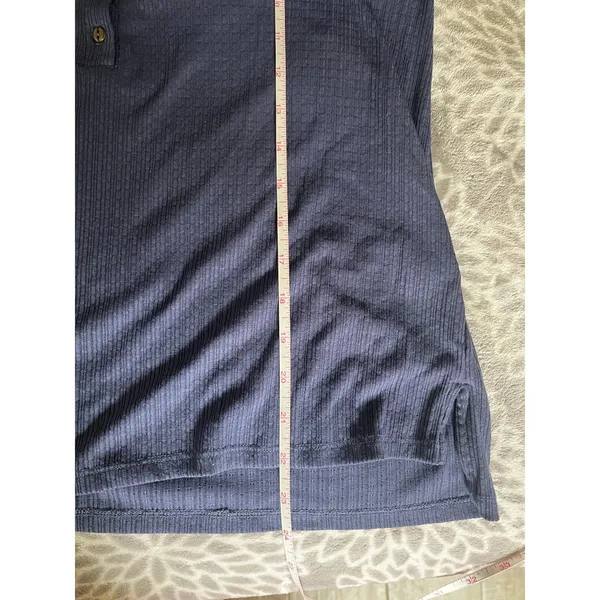 GH Bass Ribbed Henley Top Small Navy Blue Pointelle Gorpcore Granola Minimalist‎ - Image 6