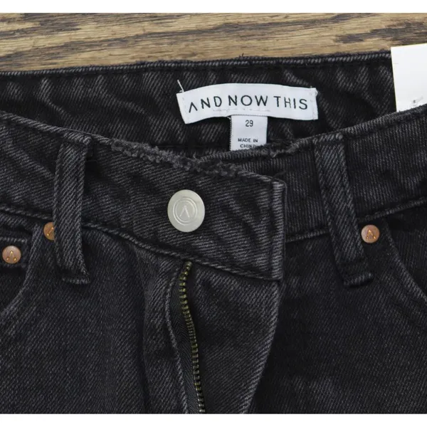 And Now This Womens Distressed Ultra High Rise Straight Jeans Black 29 - Image 6