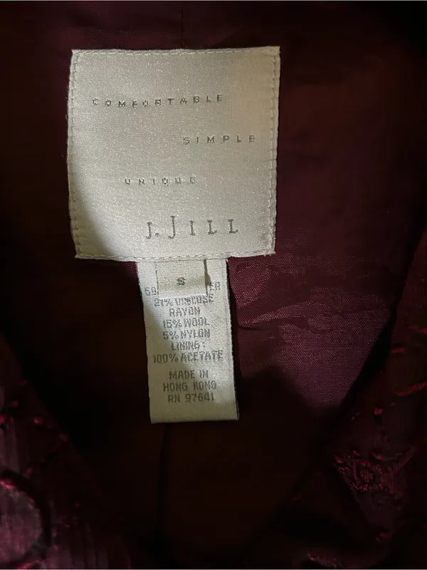J. Jill Vintage Women's Textured Red Button-Front Blazer Jacket SM - Image 12