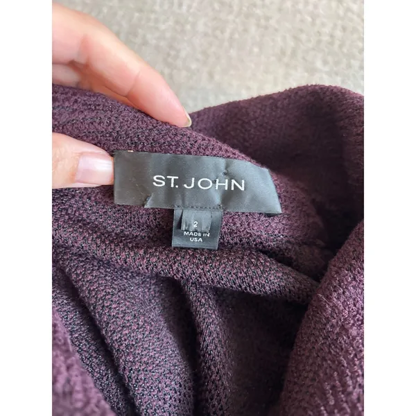 St. John‎ Collection Lurex Blend Portrait Collar Swing Jacket Sz 2 Quiet Luxury - Image 2