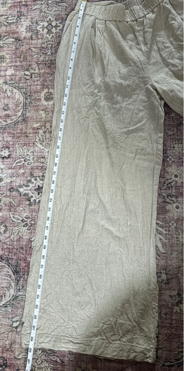 Zara Flowy Linen Tan Pants - Image 5