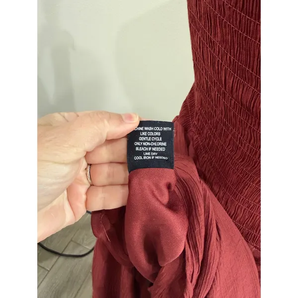 AX+ASH Rust Red Smocked Strapless Handkerchief Hem Midi Dress 3WITT0758 L - Image 4