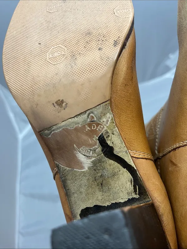 Women's 80s Vintage Tan Leather Mid-Calf Heeled Western Boots - Size 7B - Image 15