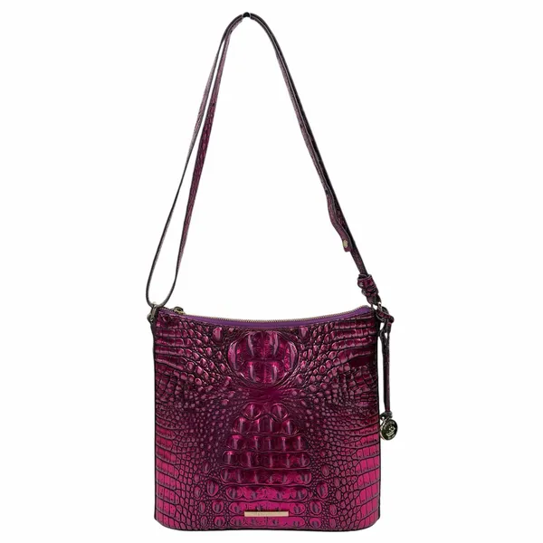 Brahmin Katie Crossbody Bag Metallic Pink Leather Crocodile - Image 3