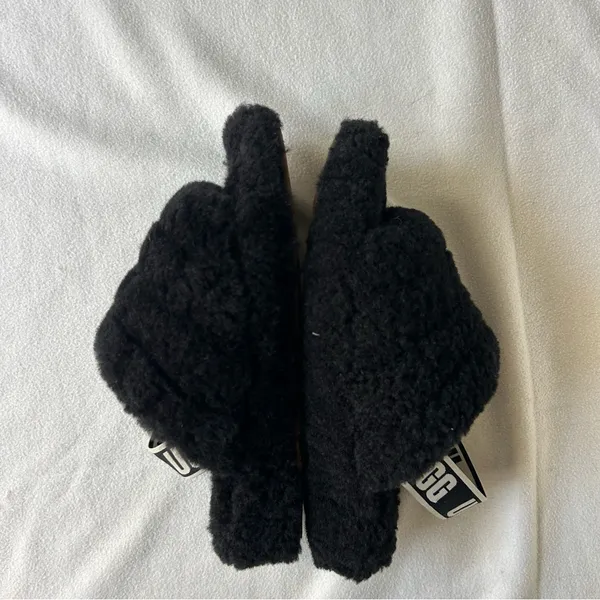 UGG Black Fluffy Sandals - Image 4