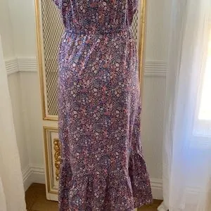 J.Crew Liberty Floral Cherry Printed Ruffle Tier Summer Dress Size S - Image 8