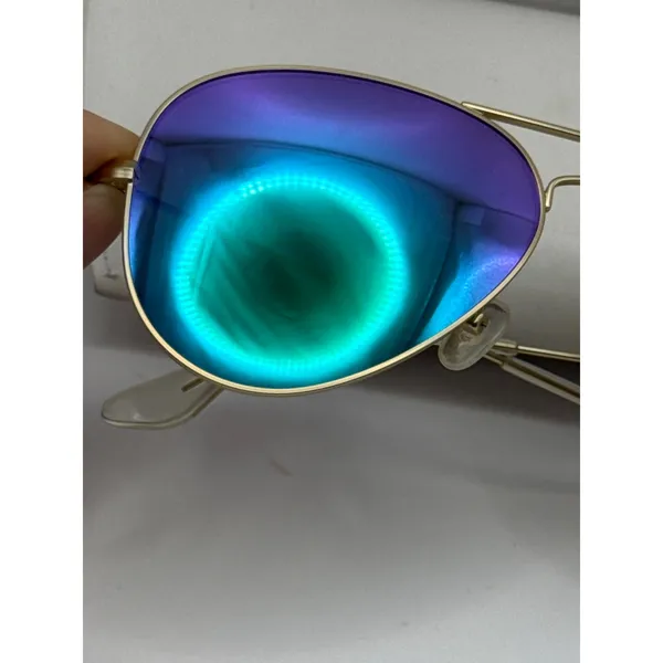 AQS Women Aviator Sunglasses Gold Purple Teal Mirrored‎ Lens with Case & Cloth - Image 3