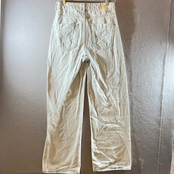 874 | Zara High Rise Wide Leg Relaxed Cotton Denim Jeans Light‎ Wash Womens 4 - Image 2