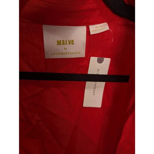 Anthropologie Maeve red/orange wrap shirt Medium - Image 4