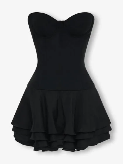 Revolve BRAND NEW WITH TAGS - Heiress Beverly Hills - New with tags BLACK CORSET CHIFFON FLARED MINI DRESS - Image 4