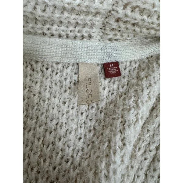 Pilcro and the Letterpress Ivory Textured Knit Shawl Cardigan Sweater Medium - Image 7