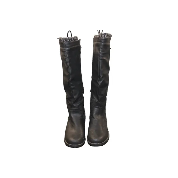XOXO Black Boots Womens 5.5 M Knee High Sweater Cuff Lace Up Back Side Zip - Image 2