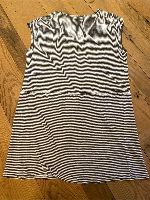 Anthropologie x Sundays Linen Drawstring Dress Gray Stripe Size Medium - Image 7