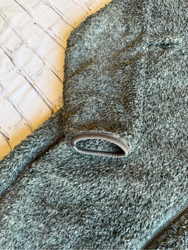 Uniqlo Fuzzy Fleece Full Zip Jacket Green Grey Mens Large Fall Outdoor Hiking - Image 4