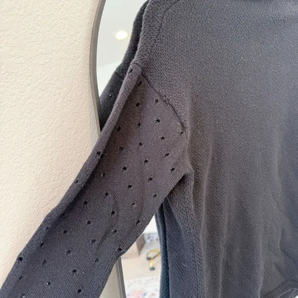 Anthropologie Moth Eyelet‎ Sweater Black - Image 3