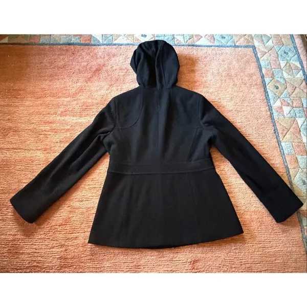 FS Limited Black Wool Blend Hooded Zip Front Coat Women Size M - Image 8