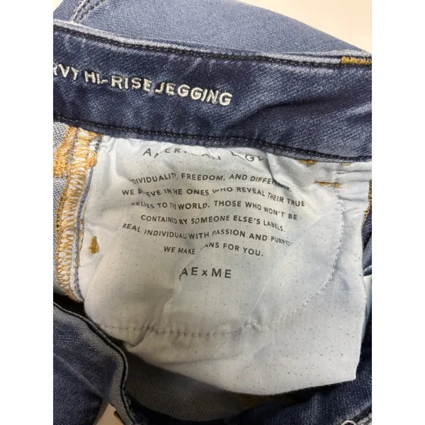 American Eagle Curvy High-Rise Jeggings Blue Denim Jeans Distressed Size 4‎ - Image 4