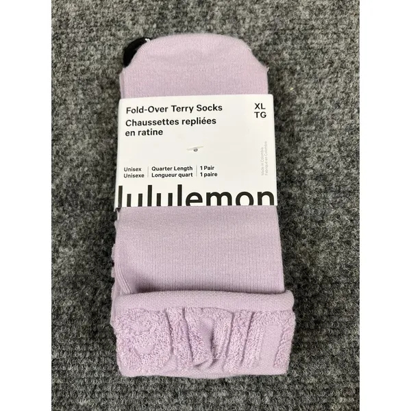 Lululemon Fold-Over Terry Socks XL Lavender Purple Quarter Length NWT - Image 2
