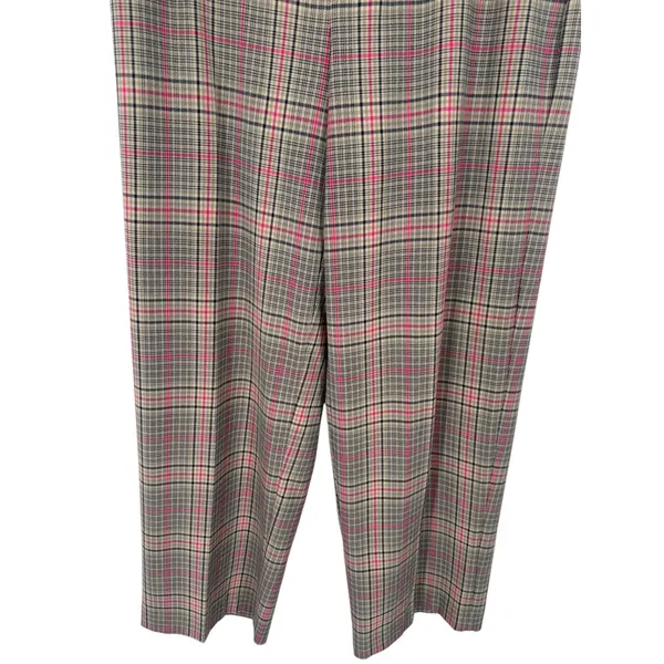 ON-34TH Womens Plaid High Rise Wide Leg Trouser Pants Tan Navy Pink Size 12 - Image 7