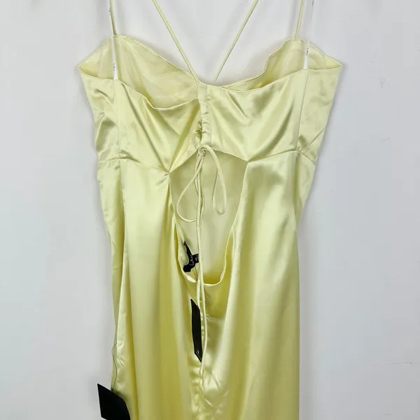 Lulus Stunning Example Light Yellow Satin Backless Maxi Dress Long Formal XL NWT - Image 12