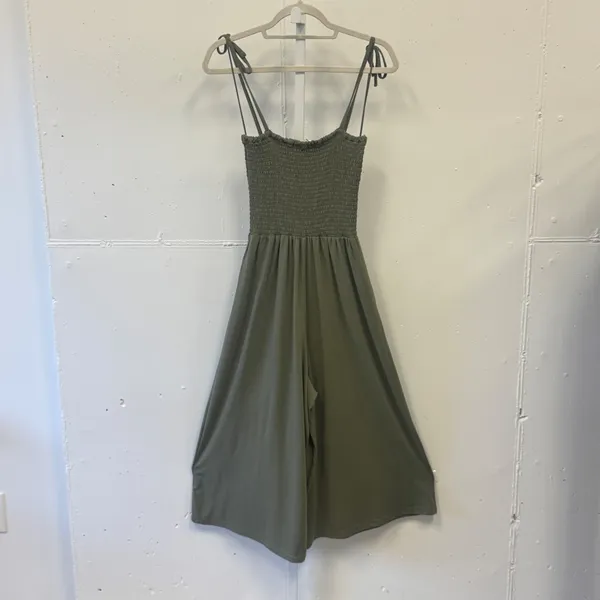 Jack by BB Dakota Olive Green‎ Smocked Wide Leg Jumpsuit Small JJ108177 - Image 2