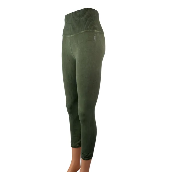 Free People Movement Karma Green High Rise Yoga Crop Athletic Leggings Pants M - Image 3