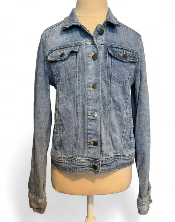 Women's Denim Jacket Blue Size S Casual Long Sleeve - Image 2