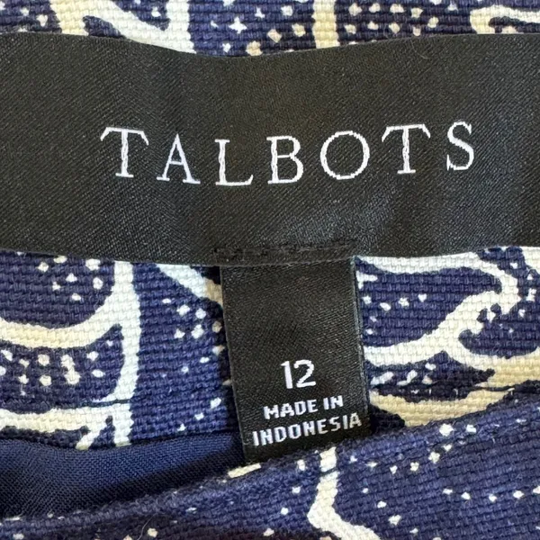 Talbots Navy Blue White Floral Cotton Blend Mini Skirt Tropical Summer Preppy 12 - Image 4