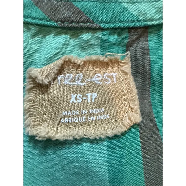 Free People Free-est Green Striped Coconut Top Side Tie Size XS Boho Hippie - Image 5
