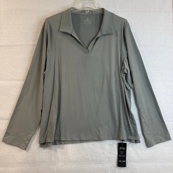 Women’s Long Sleeve Golf Polo 2XL Gray V-Neck Sport Top Jack Smith NEW - Image 6