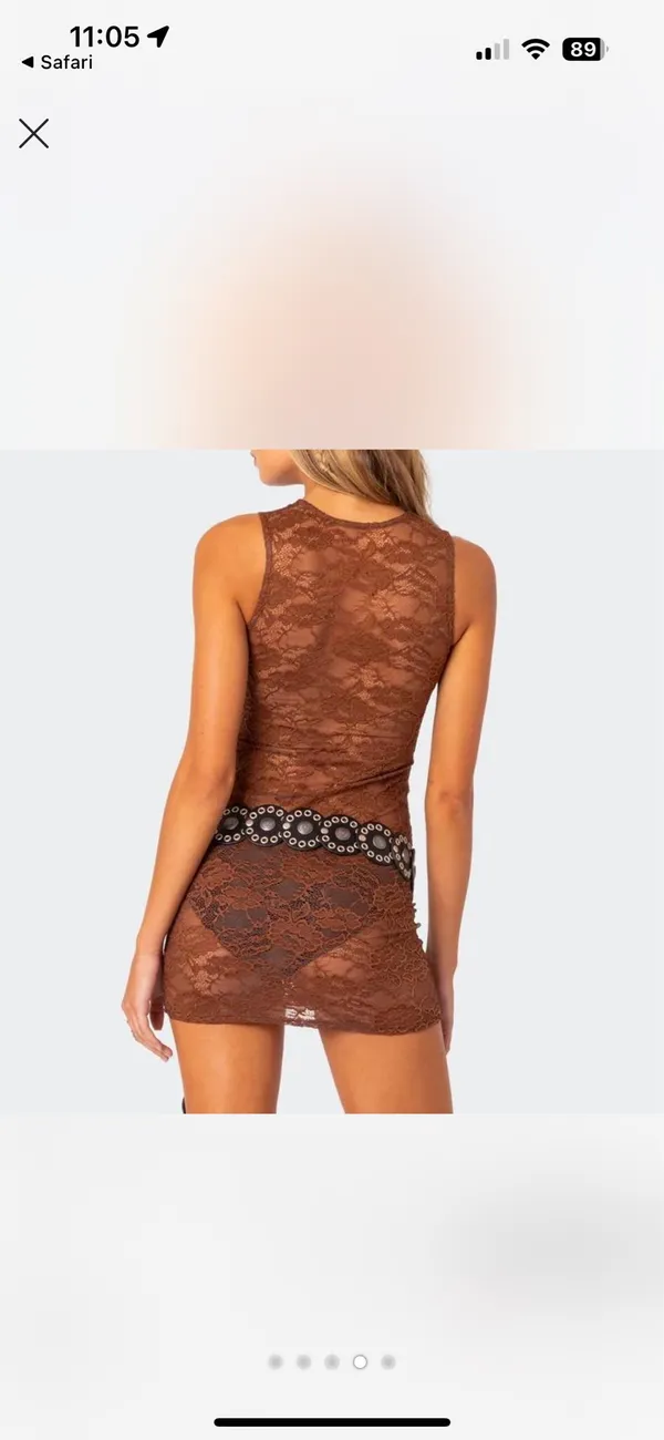 Edikted Brown Lace Mini Dress - Image 4