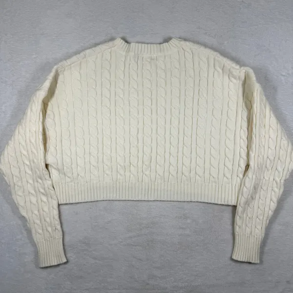Altar'd‎ State Cream Cable Knit Cropped Sweater M MWT9139-23 Ivory Crew Neck - Image 7