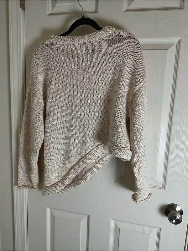 Zara Asymmetric Knit Sweater Size Small Cream / Off-White - Image 9