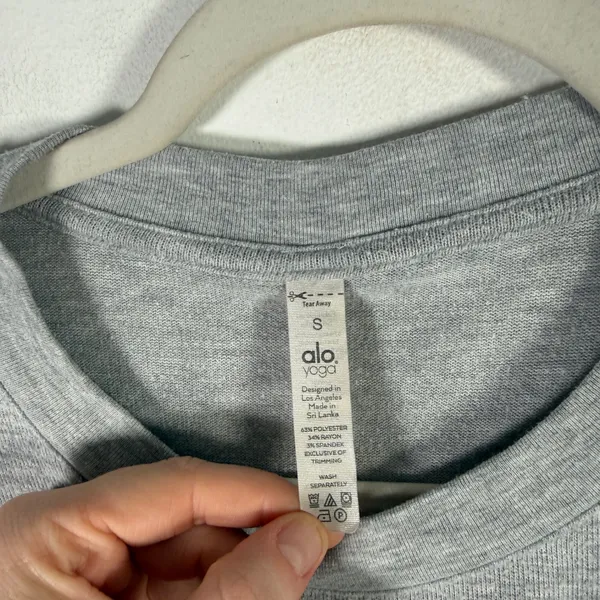 Alo Yoga Glipse Crewneck Sweatshirt Grey Athleisure Side Slit Oversized Women Sm - Image 4