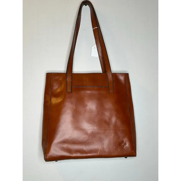 PATRICIA NASH Brown Leather Front Pocket Zipper Closure Top Handle Shoulder Tote - Image 10
