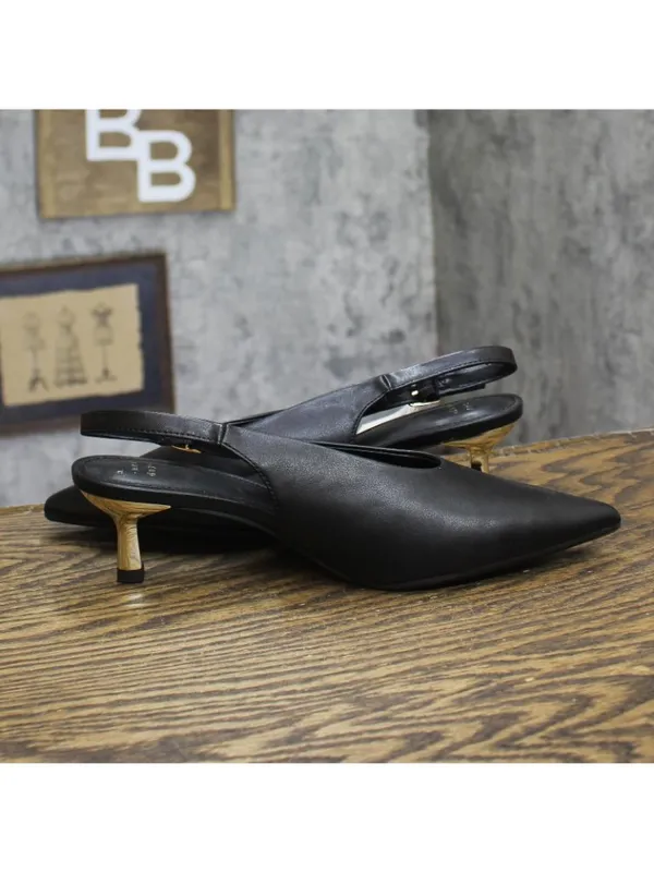 A New Day Womens Samantha Heels Slingback Faux Leather Black / Gold 6.5M - Image 7