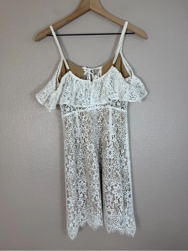 For Love & Lemons Vintage 2016 Rosemary White Beige Lace Mini Dress Small $350 - Image 15