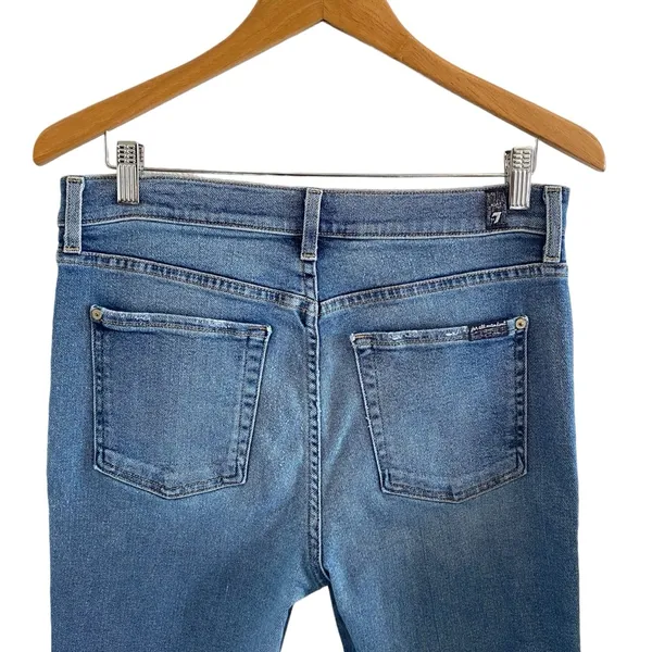 7 For All Mankind High Waist Ankle Skinny Jeans With Silver Shimmer Side Stripe - Image 10