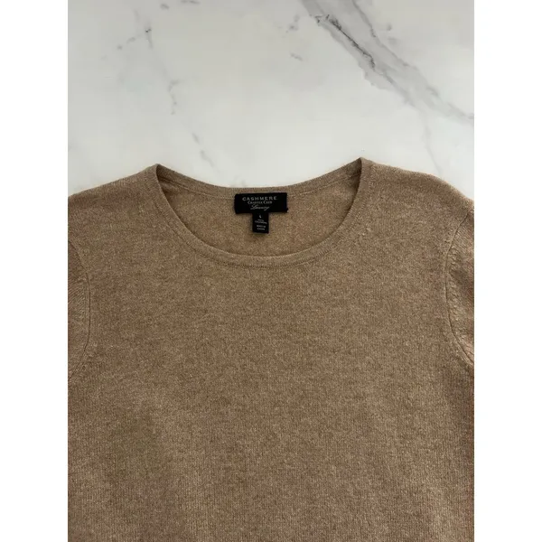 Charter Club Luxury Cashmere Crewneck Sweater Tan Sz Large Minimalist Classic - Image 5