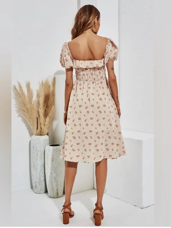 NEW R.Vivimos Womens Summer Floral Print Puff Sleeve Dress Medium 8/10 - Image 6
