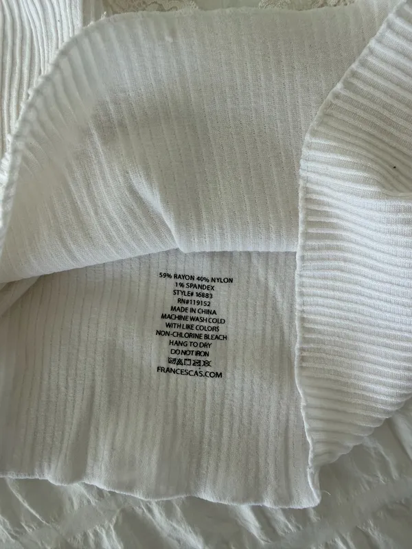 Francesca's White Lace Ribbed Tank - Image 5