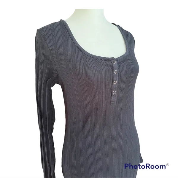 Pact Ribbed Long Sleeve Organic Cotton Midi Dress Navy Small - Image 4