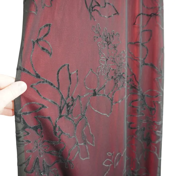 Studio Y 90s Y2K Whimsigoth Black Velvet Midi Dress‎ Red Floral Handkerchief - Image 4